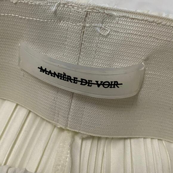 Maniere De Voir Pleat Accordion Flare High Rise Pants Ivory Women’s Size 6 edgy - Picture 8 of 9